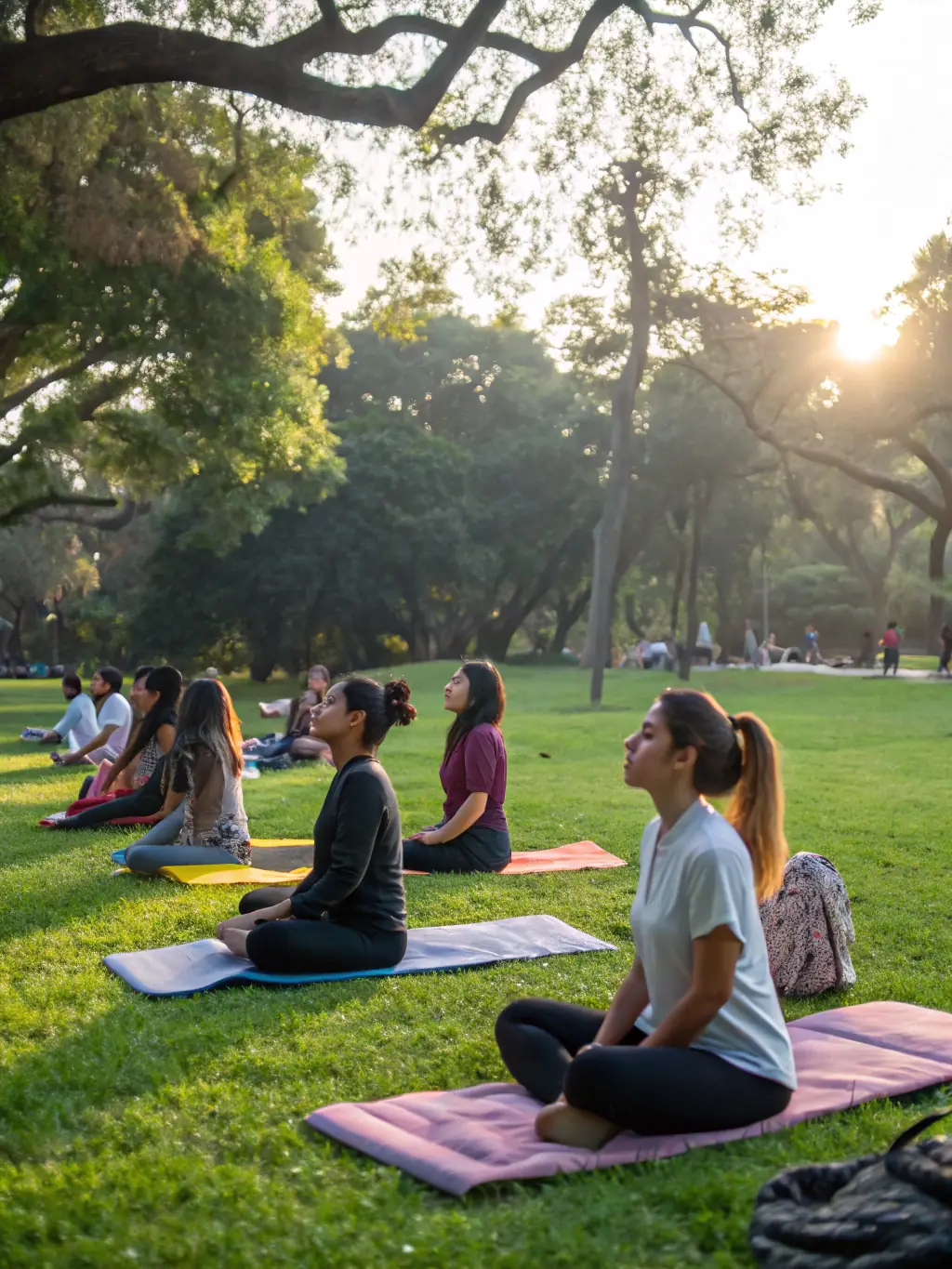 A dynamic image of a group participating in a breathwork session in Nosara, Costa Rica, surrounded by lush greenery, emphasizing mindfulness and personal growth.